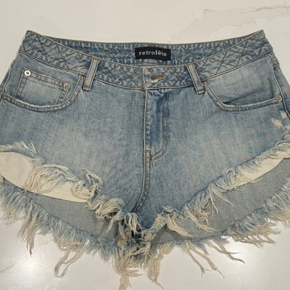 RETROFETE LOW CUTOFF JEAN SHORTS